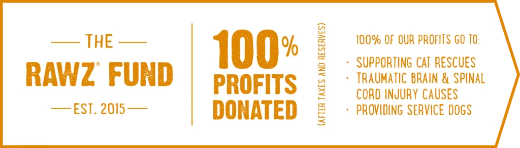 RAWZ® Fund Logo 100% Profits Donated Orange/White