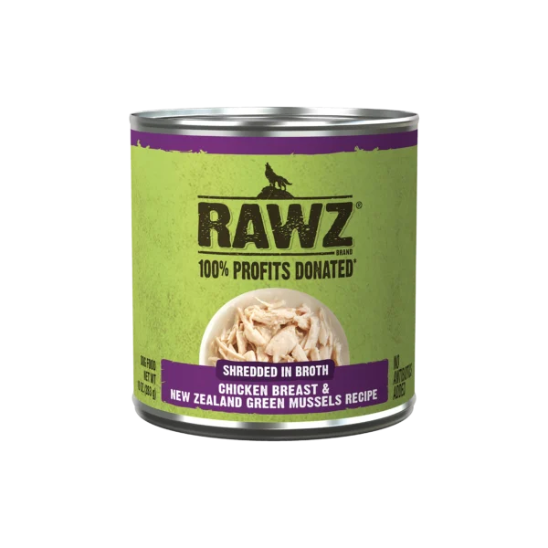 RAWZ_WebsiteCarousel_Dog_Shreds_Chicken&Mussels_10OZ-FRONT
