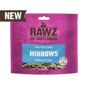 RAWZ Raw Freeze Dried Minnows Crunchy Cat Treats 1oz bag simple ingredient no preservatives premium