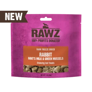 RAWZ Raw Freeze Dried Rabbit Goat's Milk Green Mussels Crunchy Cat Treats 1oz bag premium nutrition